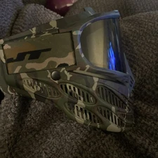 JT Flex 8 woodland camo paintball mask with smoke lens