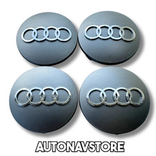 Audi Graychrome 4x 60mm Wheel Center Caps For A3 A4 A6 A8 Tt Q7 - High Quality