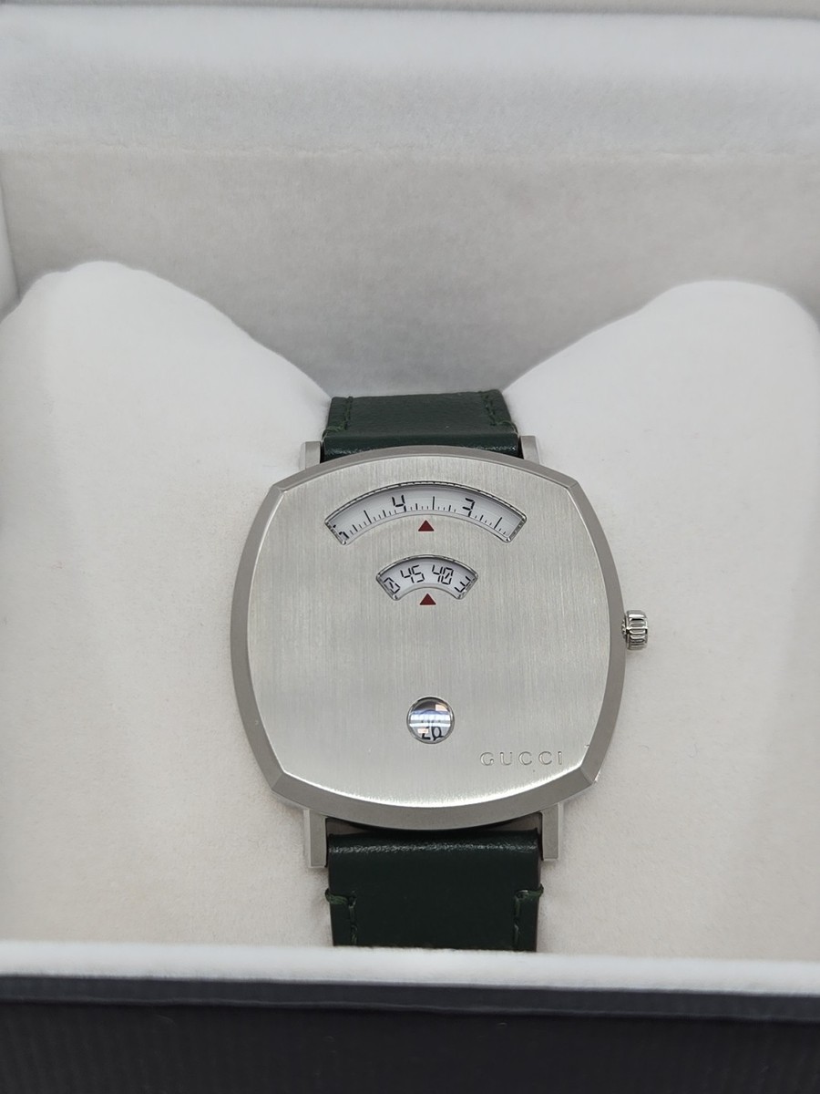 Gucci Watch Grip , 38mm ,Green Strap , Stainless Steel, Quartz