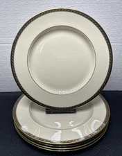 Set of 5 Lenox TYLER Dinner Plate Presidential Collection Cream Gold Accen 10.5"