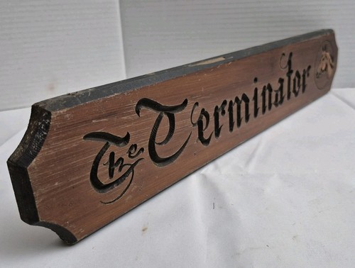 Horse Stall Wood Sign Pony Name Plate VTG Farm Stable Door Plaque The Terminator