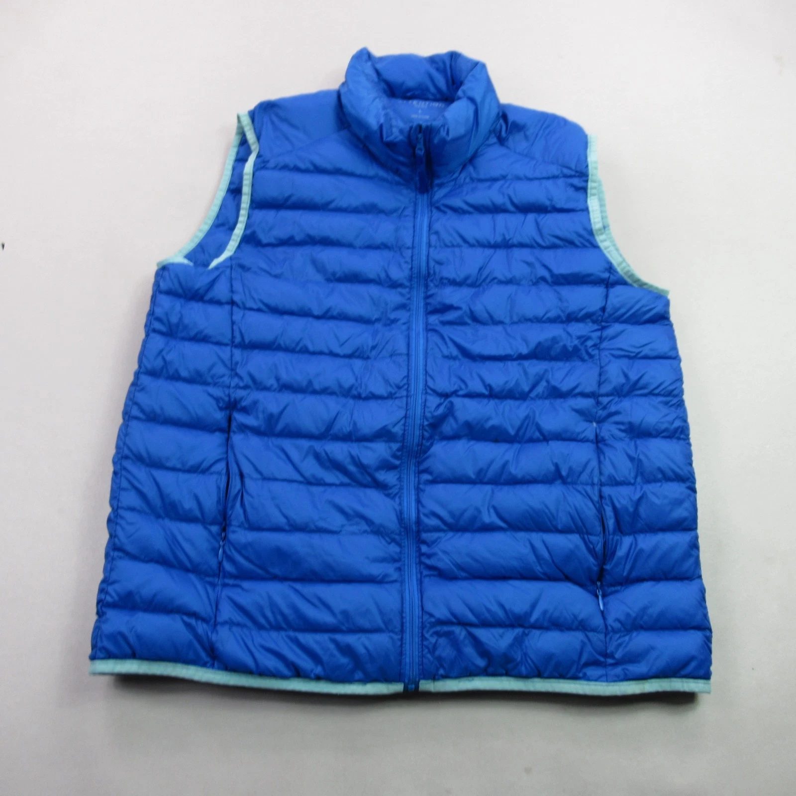 Attention Vest Mens Large Full Zip Sleeveless Lightweight Blue Pockets
