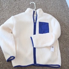 Old Navy Ivory kids sherpa Jacket Zip L 10-12 Long Sleeve