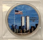 2001 AMERICAN SILVER EAGLE COLORIZED ART IN MEMORY OF 9/11 MEMORIAL 999 1 OZ