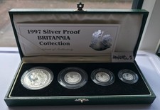 1997 Fine Silver Proof Britannia 4 Coin Collector Set Royal Mint BOX + COA