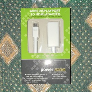 powerzone Mini DisplayPort Male to HDMI Female Adapter 6in White Plug & Play