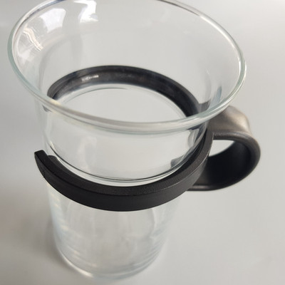 Bodum Bistro Teeglas Kaffeetasse Becher Design Schwarz Kunststoff Halter 11cm Denmark