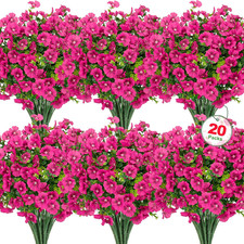 20 Bundles Artificial Silk Flowers for Outdoors, Fuchsia