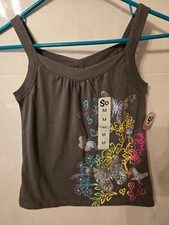 SO Brand Martini Olive Rib Tank Shirt w/Decor - Girls Size M 10/12 - New w/Tag