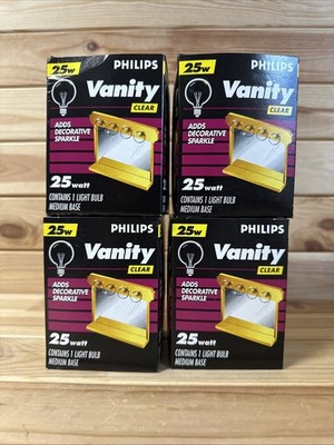 Lot of 4 - PHILIPS Vanity Clear 25W Light Bullb Medium Base - NEW