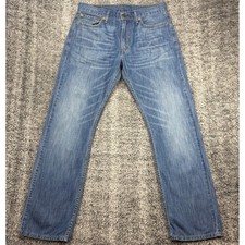 Levi's 514 Straight Fit Jeans Men's W34 L32 Faded Whiskered Blue Denim Pants