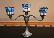 PartyLite Hydrangea Stained Glass Candelabra Retired Model HB2604U With Box