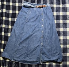 Koret City Blues Vintage Denim Full Midi Skirt Size 14 Grandmacore Teachercore