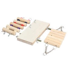 3Pcs Pet Hamster Rabbit Wooden Beads Hanging Swing Ladder Plate Cage Chew Toy 11