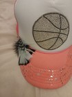 Judith March Trucker Hat Cap Hot Pink Basketball Rhinestone — photo 1