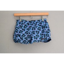 Patagonia Girls Baggies Shorts Blue Floral Print Elastic Waist Size Medium