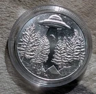 1 oz.  UFO - Alien Abduction Human BU round .999 fine silver
