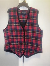 Vintage 90s Plaid Button Front Vest Solutions L 100 Cotton Flannel Grunge Boho