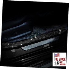 Car Door Sill Protector with Bling Rhinestones 2PCS Edge Guard 7CM x 60CM Black