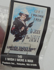DF8 Gee!! I WISH I WERE A MAN  I'd JOIN The US NAVY WWI Recruiting Poster 23x35
