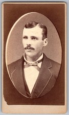 Antique CDV Circa 1870s J.A. Cromwell Handsome Man with Mustache