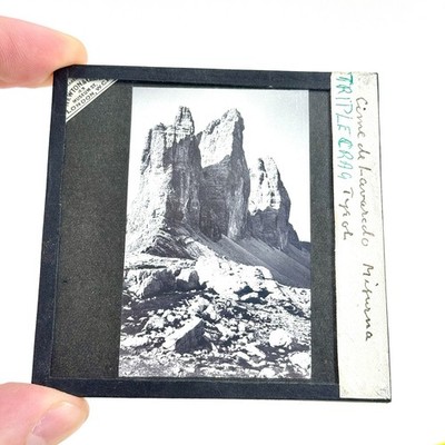 ANTIQUE GLASS MAGIC LANTERN SLIDE CIME DI LAVAREDO DOLOMITES ITALY