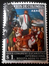 Colombia - Colombie - 1968 Air Mail 1 $ 39th Eucharistic Congress used (122) -