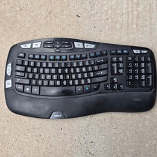 Logitech K350 Wireless Wave Ergonomic Keyboard Black Y-R0053 Tested No Dongle