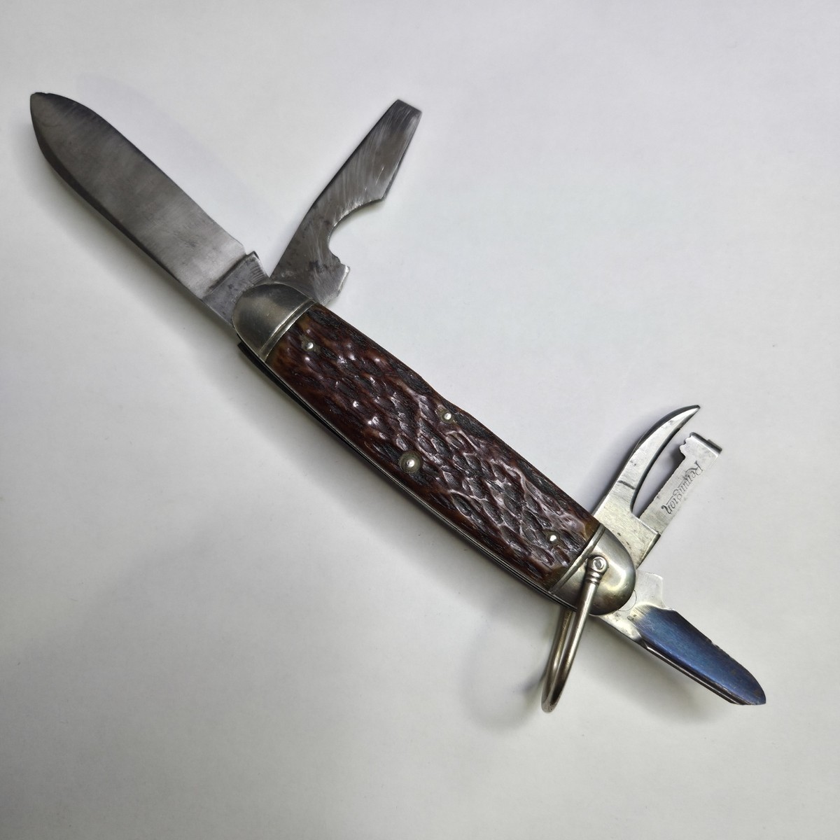 Remington UMC RS3333 Scout Camp Knife Bone Handle No Wobble Good 