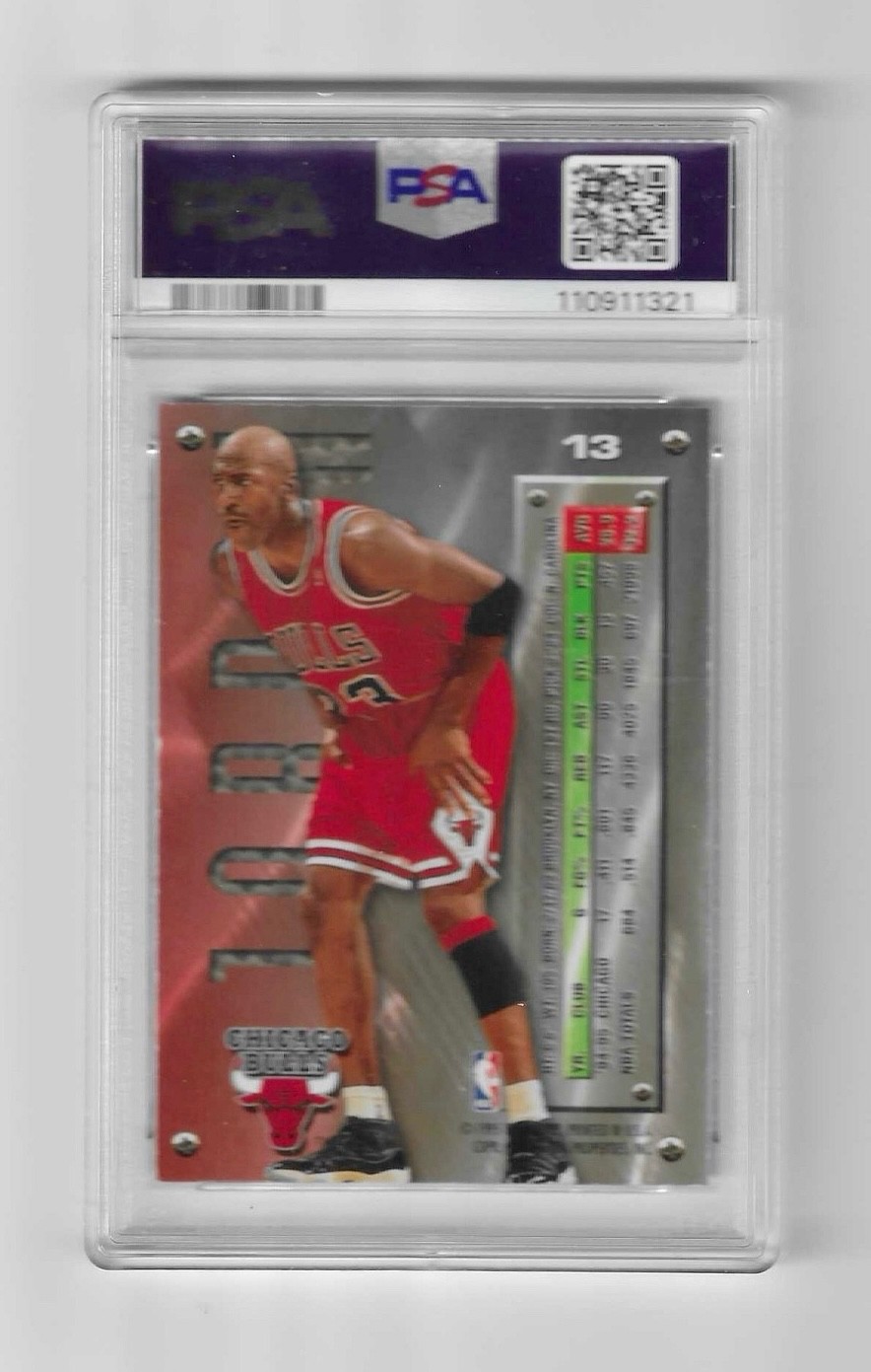 1995 Metal #13 Michael Jordan PSA 7 Chicago Bulls Graded Card view 2