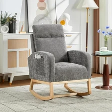 Nursery Glider Rocking Chair Footrest High Back Baby Nursing Chair Living Room