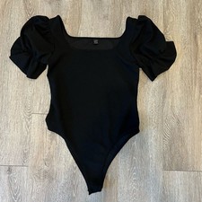 SHEIN Black Puff Sleeve Bodysuit