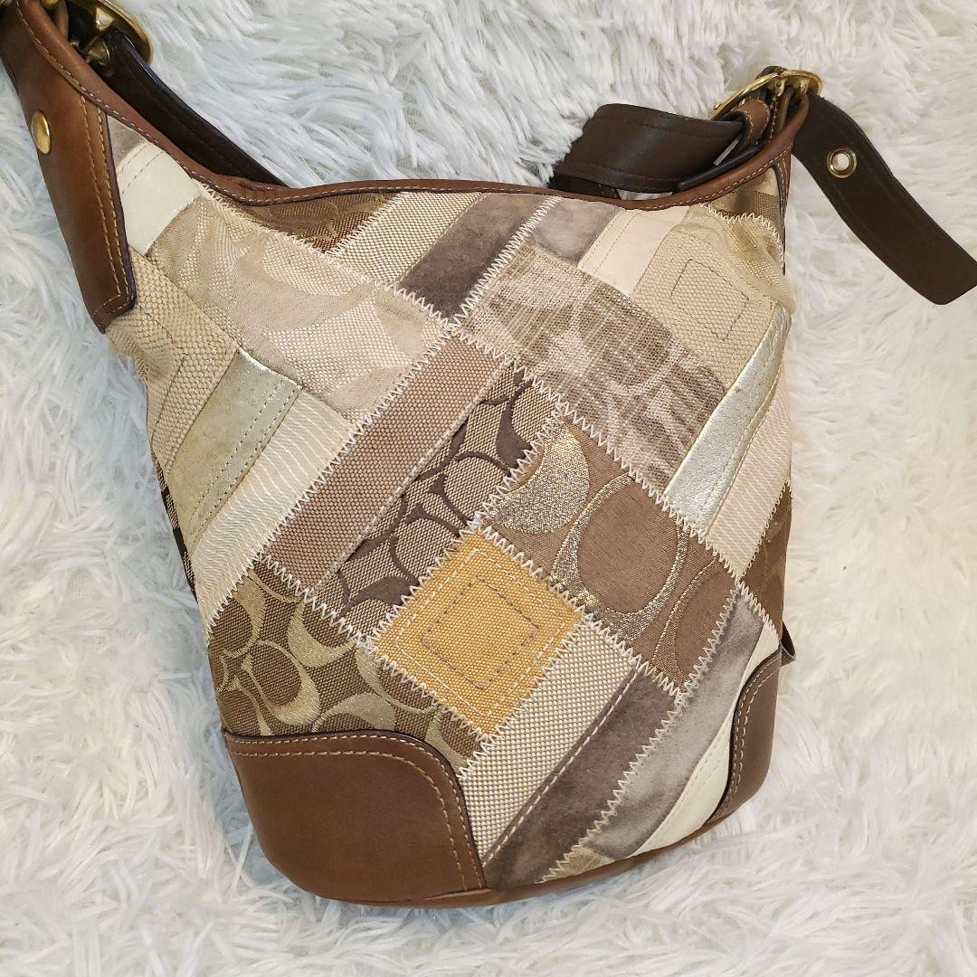 COACH Shoulder Bag Patchwork Bucket Signature Mul… - image 2