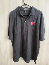 Vintage Antigua Nebraska Huskers Dark Grey Polo Shirt XL