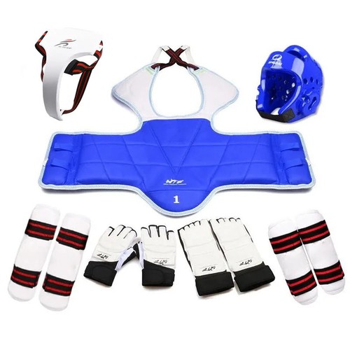 Adults Children Karate Chest Leg Protector Uniform Set WTF Palm Gloves Taekwondo - Picture 30 of 34