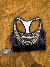 Ethika Girls Black/ Gold Sports Bra Size Small 6/8