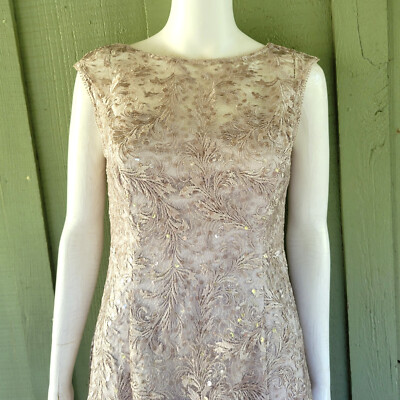 New ADRIANNA PAPELL Silver Lace Sequin Dress 4 | eBay