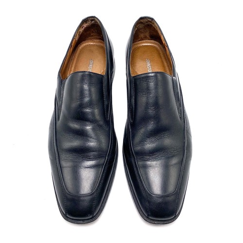 Mocassino uomo Johnston & Murphy taglia 9M pelle nero punta grembiule scarpa casual slip-on - Foto 7 di 12