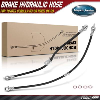 2x Front Left & Right Brake Hydraulic Hose for Toyota Corolla 03-08 Prius 04-09