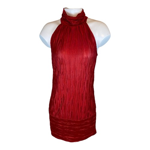 Studio Y Cocktail Dress Women’s Small Red Sleeveless High Neck Sexy Made In USA - Picture 1 of 8