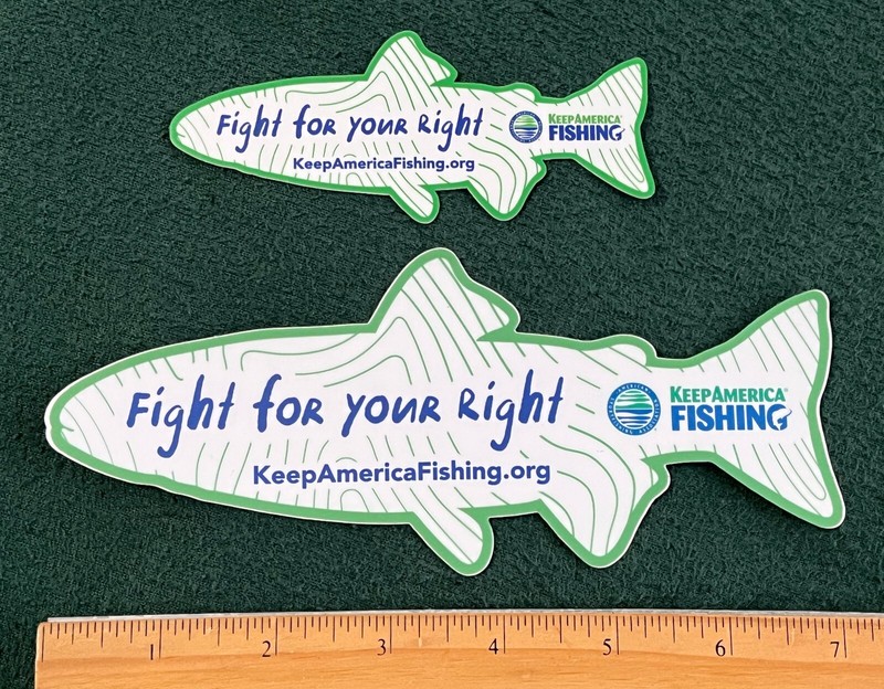 Lot of 2 Fight For Your Right Stickers Keep America Fishing Fish Trout Salmon