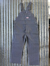Round House Striped Bib Carpenter Overall 44x29 Country Farmer Railroad Button