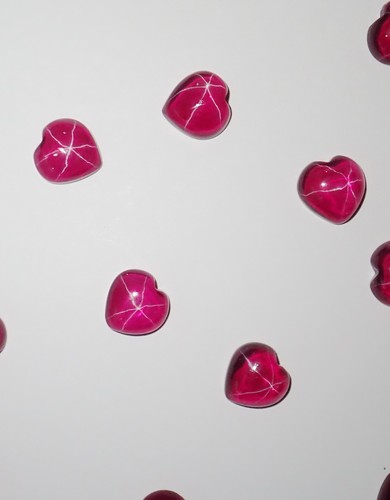 Transparent Star Ruby Heart 12x12 mm Cabochon 6 Rayed Lab-created 5 pieces Lot - Picture 4 of 12