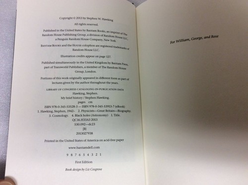 My Brief History by Stephen Hawking (2013, first edition HC/DJ) VG - 第 7/12 張圖片
