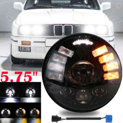 1PC 5.75''inch LED Headlight Hi-Low 2-Sides Turn Signal For 1969-1988 BMW Base
