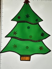 Hand Made Stained Glass, Traditional Christmas Tree Holiday Ornament. 5.5" tall
