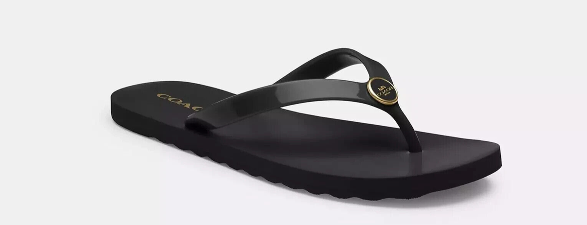 L@@K! NWT Size 11 Coach Zayn Flip Flops Black Women