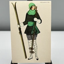 MELA KOEHLER WIEN Winter Sports FASHIONISTA LADY Skiing ARTIST POSTCARD BKW 2713