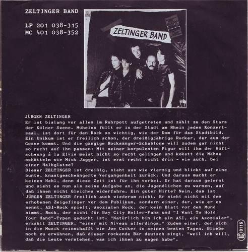 Zeltinger Band / Müngersdorfer Stadion / Tuntensong / Vinyl / German / NDW - Imagen 2 de 3