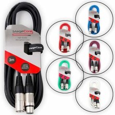 Image of Microphone Audio Leads 3M XLR Male to Female Balanced Signal Cable Colours HQ